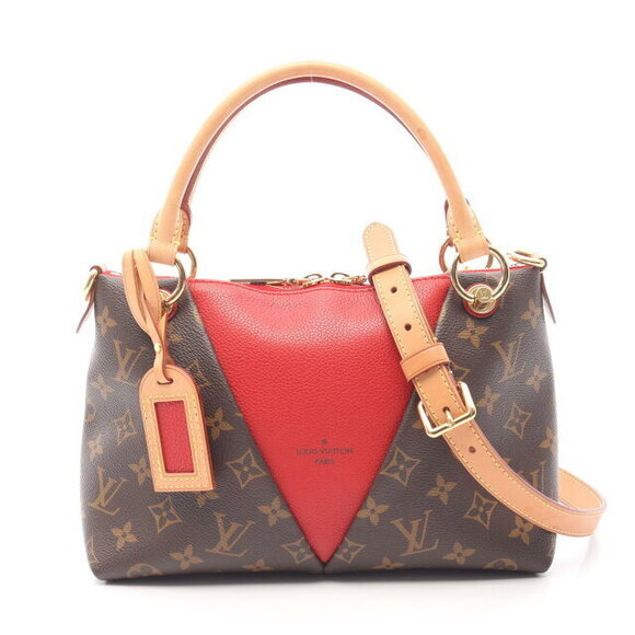 Louis Vuitton Handbags - Louis Vuitton V Tote Cerise Red Handbag Leather Brown Red